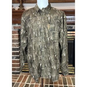 North River Outfitters Green Brown‎ Camo Shirt Button Up Hunting Fishing Men XL